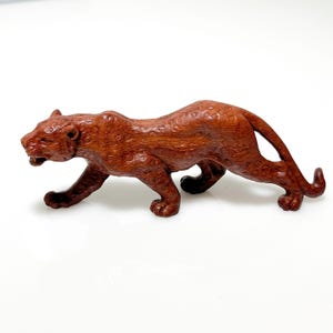 Wooden Leopard Sculpture Hand Carved Statue Wood Carving Home Decor Great Gift