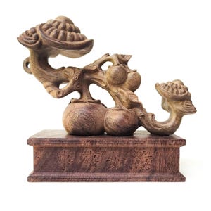 Chiński Ruyi (如意) Rzeźba z drewna, dekoracja Feng Shui, dekoracja na szczęście, dobrobyt, długowieczność i powodzenie