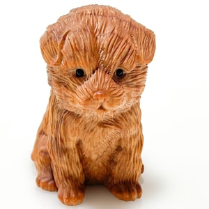 Mini Wooden Dog Figurine Hand Carved Animal Sculpture Small Dog Statue Home Decor 1.75&quot; X 2.75&quot;