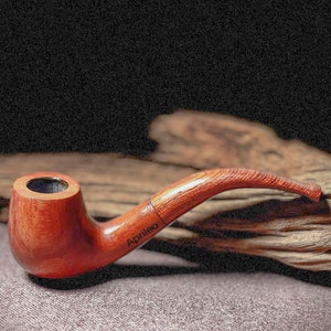 Full Apple Bent Tobacco Pipe Handmade Wood Stem Natural Wood Pipe Gift for Dad | Valentines Gift for Men | Anniversary Gift