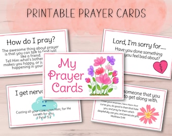 Printable Prayer Cards | Prayer Cards for Kids | Prayer Box | Prayers for Children | Journal Prompts |