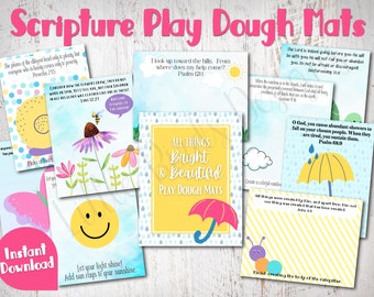 Scripture Playdough Mats for Kids | Printable Activity Mats | Preschool Activity Mat | At Home Learning | Playdough Games | Imaginative Play