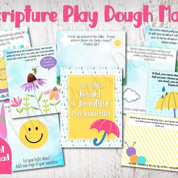 Scripture Playdough Mats for Kids | Printable Activity Mats | Preschool Activity Mat | At Home Learning | Playdough Games | Imaginative Play