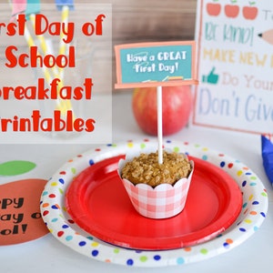 First Day of School Breakfast Printables | First Day of School Decor | Back to School Printables | School Printables |
