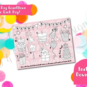 Birthday Countdown for Kids | Birthday Activity | Birthday Calendar | Printable Countdown | Days Until Birthday | Instant Download PDF |