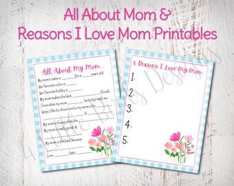 All About Mom Mother's Day Printable | Mother's Day Gift | Happy Mother's Day | Gift for Mom | Instant Download | Instant Mother's Day |