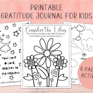 Gratitude Journal for Kids | I Am Thankful For | Digital Gratitude Journal Printable Printable Gratitude Journal Prompts | Coloring Pages