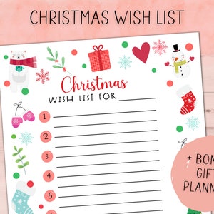 Weihnachtswunschliste zum Ausdrucken | Weihnachtsliste für Kinder | Urlaub Wunschliste für Kinder | Weihnachtstraditionen | Weihnachten Printables |