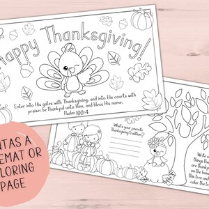 May include: A black and white printable coloring page featuring a Thanksgiving theme. The page includes a turkey, pumpkins, leaves, and a tree. The text on the page reads "Happy Thanksgiving!" and "Enter into His gates with Thanksgiving, and into His courts with praise: be thankful unto Him, and bless His name. Psalm 100:4".