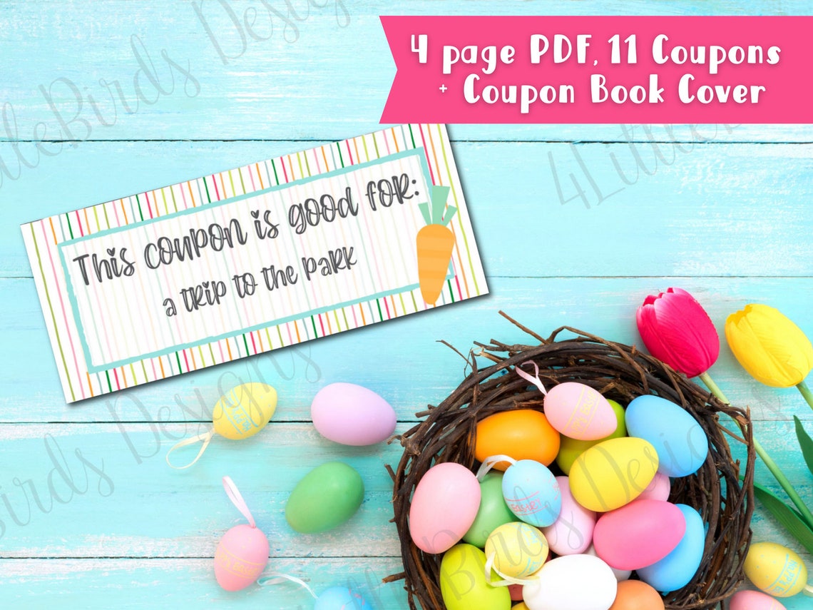 Printable Easter Coupon for Kids Easter Basket Gifts Gift Coupons for