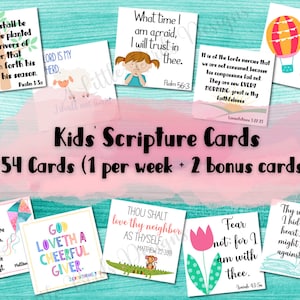 Tarjetas de las Escrituras-A-Semana / Tarjetas de las Escrituras para niños / Memorización de la Biblia / Tarjetas de memoria de las Escrituras imprimibles / Conjunto de 54 / Descarga digital /