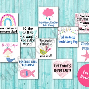 Druckbare Freundlichkeitskarten | Zufällige Taten der Freundlichkeit | Inspirierende Zitate | Ermutigung Zitate | Sofortiger Download PDF Lunch Box Notizen