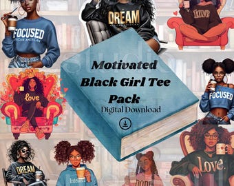 Paquete de imágenes PNG de mujeres negras / Gráficos afro motivacionales (Descarga digital)