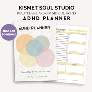 ADHD Digital Planner | PLR & Commercial Use | Adhd Planner for Adults | Printable Adhd Journal | 2025 Undated Productivity Planner PDF