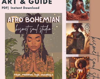 Imágenes prediseñadas Afro Boho / Mujer negra PNG, Arte espiritual (Descarga digital)