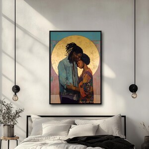 Tenderness| Black Couple Wall Art | Back Love Wall Art Print | Tender Couple Embrace | Instant Download | Cultural Home Decor| Digital