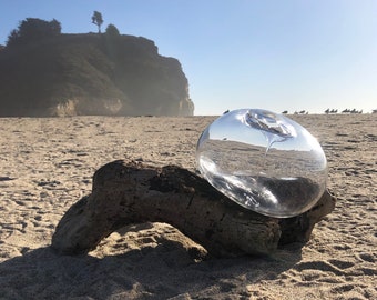 Sea Bubble #1 ~ Blown Glass on Driftwood Sculpture