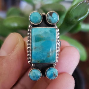 American Turquoise 925 sterling silver ring, Turquoise ring (R-128)