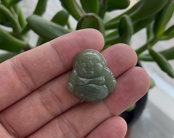 Colgante de Buda de Jade Tallado, Buda Sonriente, Jade Natural (P-72)
