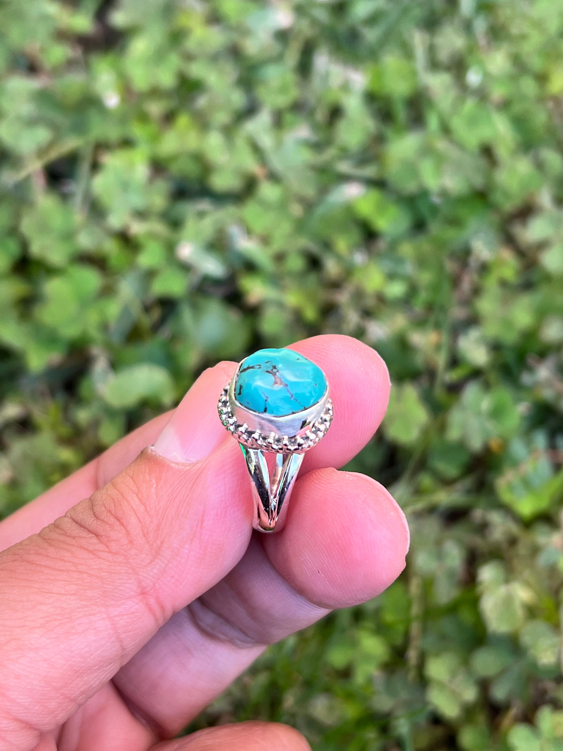 ターコイズリング、ユニセックスリング、スターリングシルバーリング