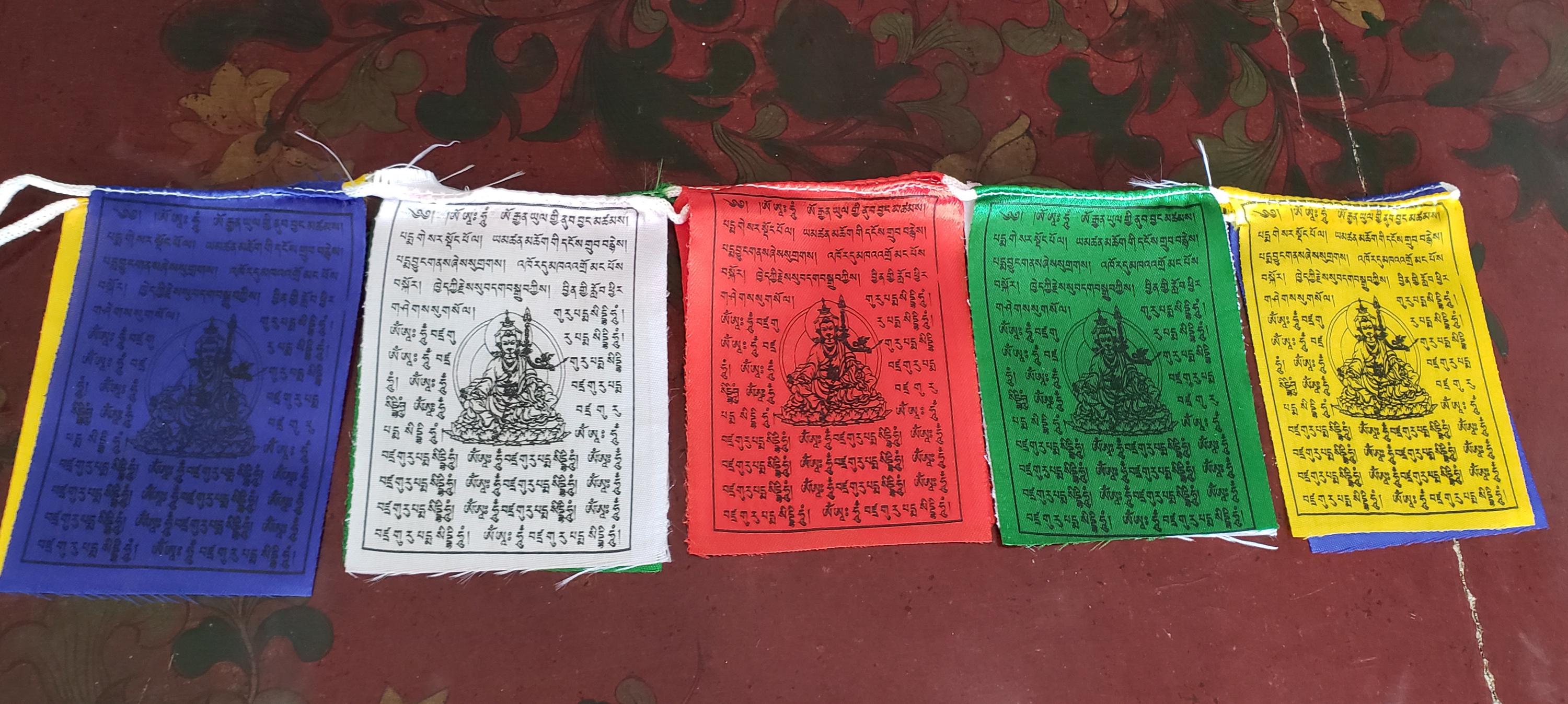 Mini Prayer Flags, Guru Rinpoche (4 X 2.75 Inches) , Tibetan Script ...