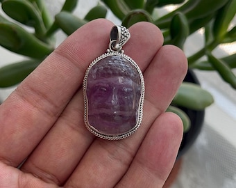 Large Sterling Silver Fluorite Buddha Pendant, Buddha pendant (P-30)