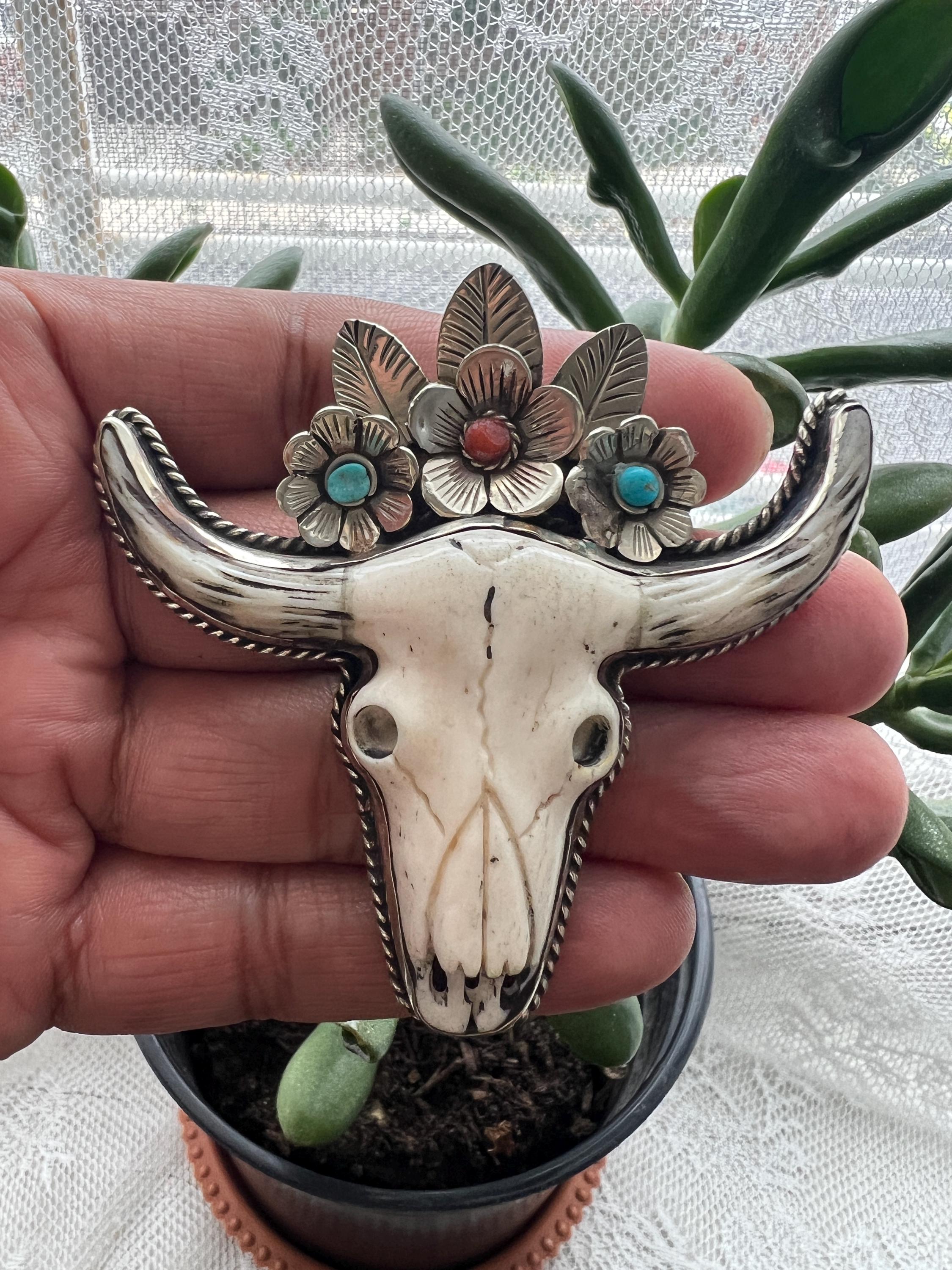 Carved buffalo skull - Etsy 日本