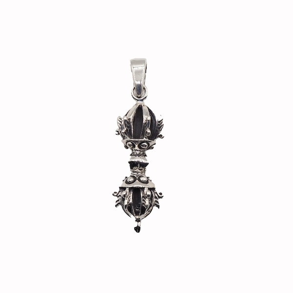 Small Silver Dorje Pendant/ Tibetan Vajra Pendant (P-65)