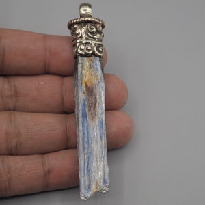 Large Natural Rough Kyanite Pendent , Tibetan silver ,Healing Pendent (P-36)