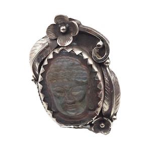 Natural Labradorite Buddha Carving Ring (R-10)