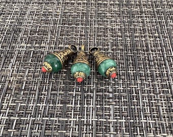 Teardrop Mini Charms, Brass Capped, 2 pcs, 1x0.15 inches, Nepalese(CH-10)