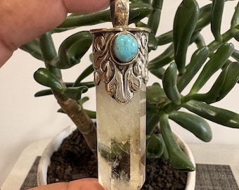Natural Citrine crystal point set with turquoise, 3 x .50 inches (P-153)
