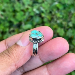 Türkis Ring, 925 Sterling Silber Ring, Silber Türkis Ring, Boho Ring (SR-22)