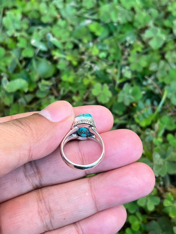 ターコイズリング、ユニセックスリング、スターリングシルバーリング