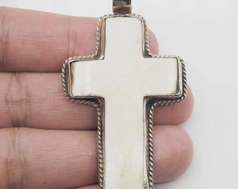 Cross bone carved pendant, 3x1.15 inches, Handcrafted (P-211)