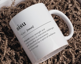 Sisu Definition Mug Finland Dictionary Style Simple 11oz Tumbler Resilience Quote Drinkware 15oz Nordic Design Finnish Saying Inspirational