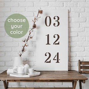 Datum Leinwand Druck Personalisiert Tag Monat Jahr Hochwertige Wanddeko Geschenk für Paar Jahrestag Geburt Geburtstag Print Modern Elegant