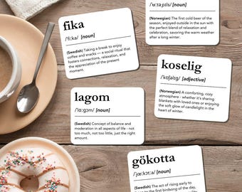 11 Scandinavian Words Definition Stickers Lykke Scandi Decor Hygge Gift Fika Dictionary Lagom Decal Nordic Vibes Danish Koselig Modern Sisu