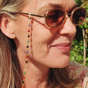 Brillenkette für Damen Boho Geschenk Bunte Kette mit Glasperlen für Sonnenbrille oder Lesebrille Geschenk für Mama Hippie Schmuck für Sie