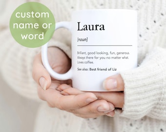 Personalized Name Definition Coffee Mug Minimalist Dictionary Ceramic Drinkware Custom Word Description Cup Christmas Office Gift for Team
