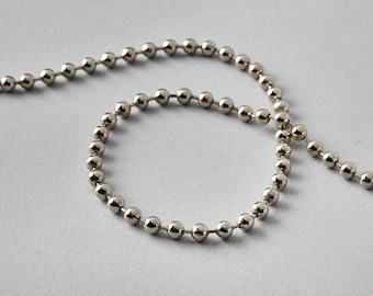 Silver Chain for Roller/Roman/Vertical/Blind 4.5mm Diameter ball 1/3/5 metre variation plus free connector