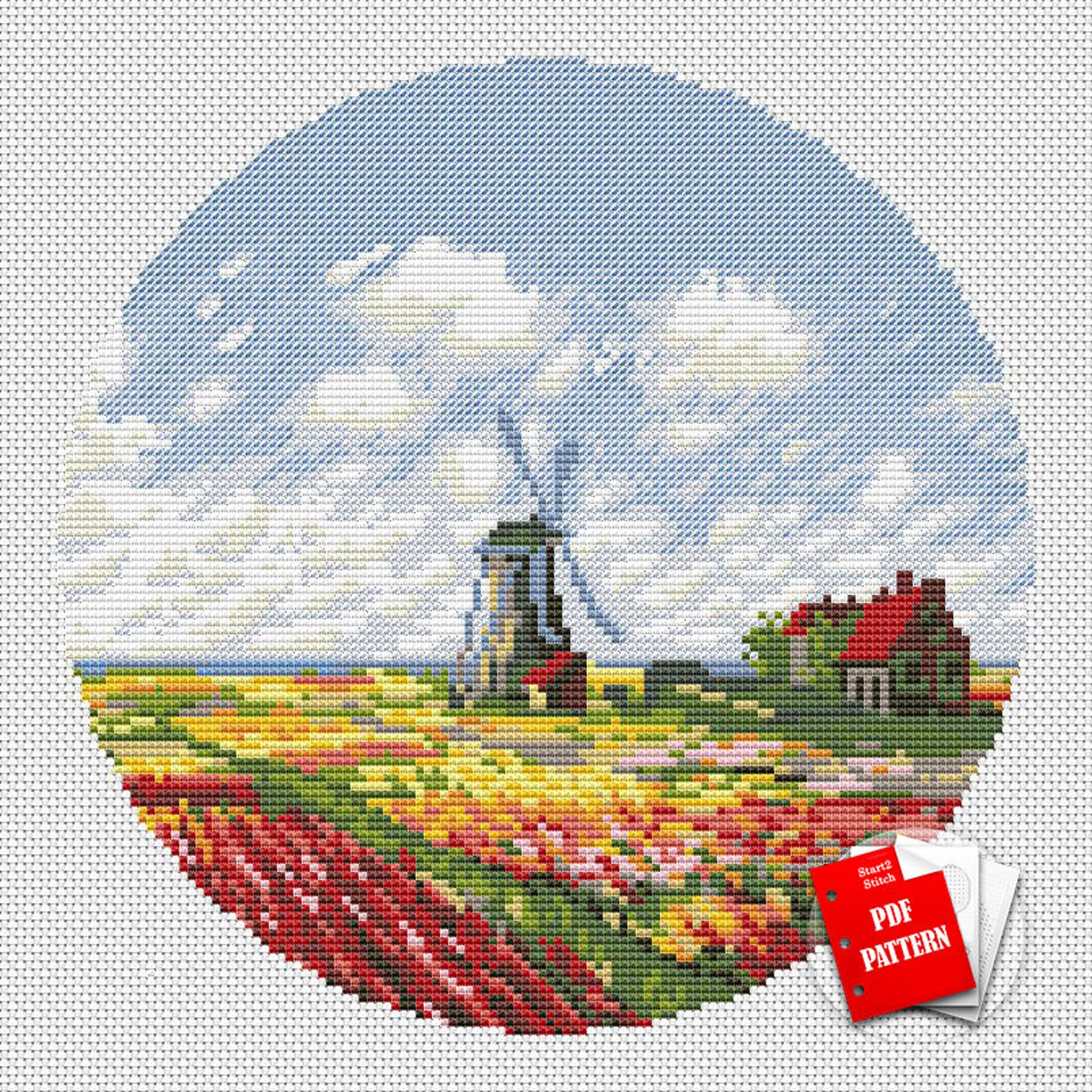 Cross Stitch Tulips Pattern Cross Stitch Etsy