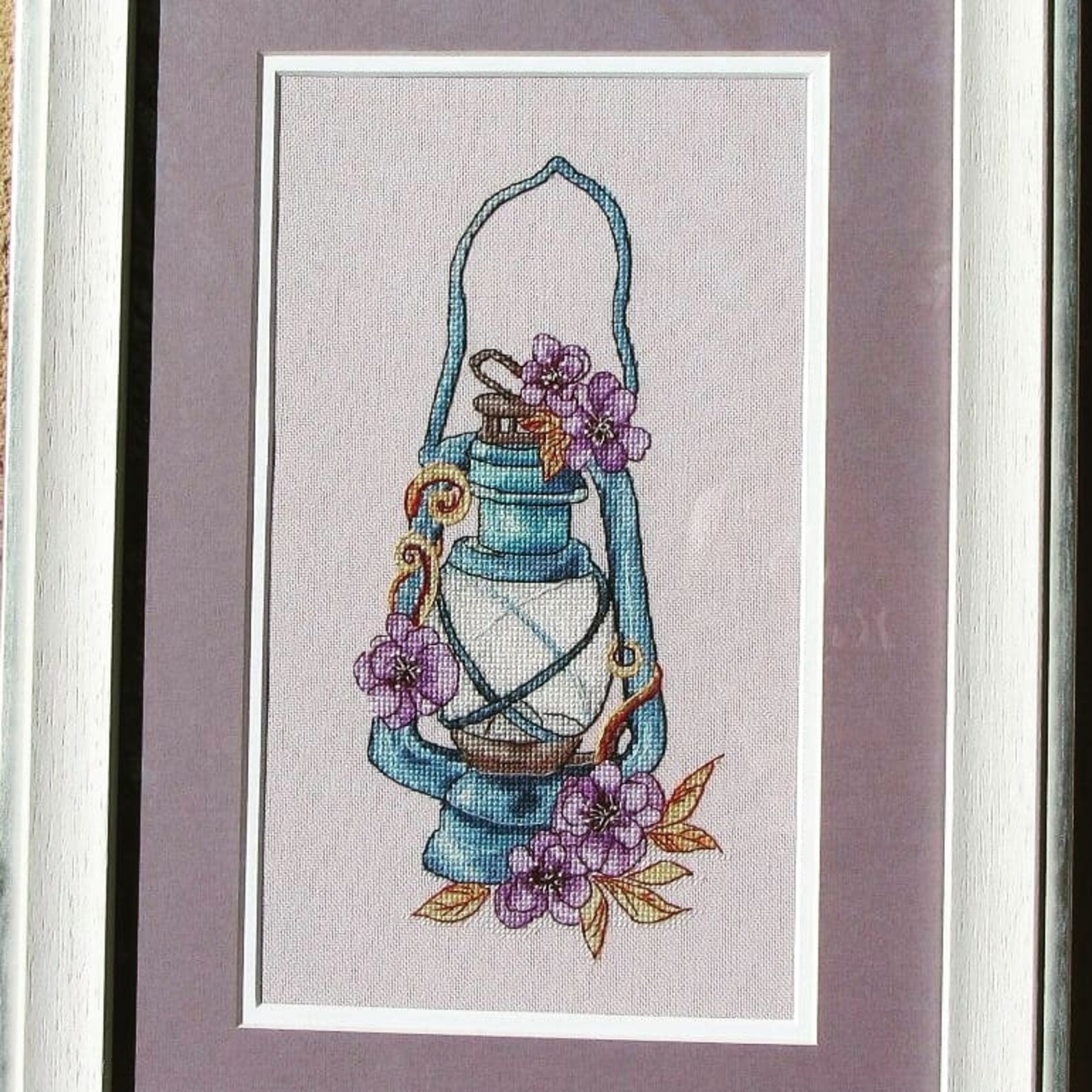 Old Lantern Cross Stitch Purple Pdf Pattern Retro lamp Etsy