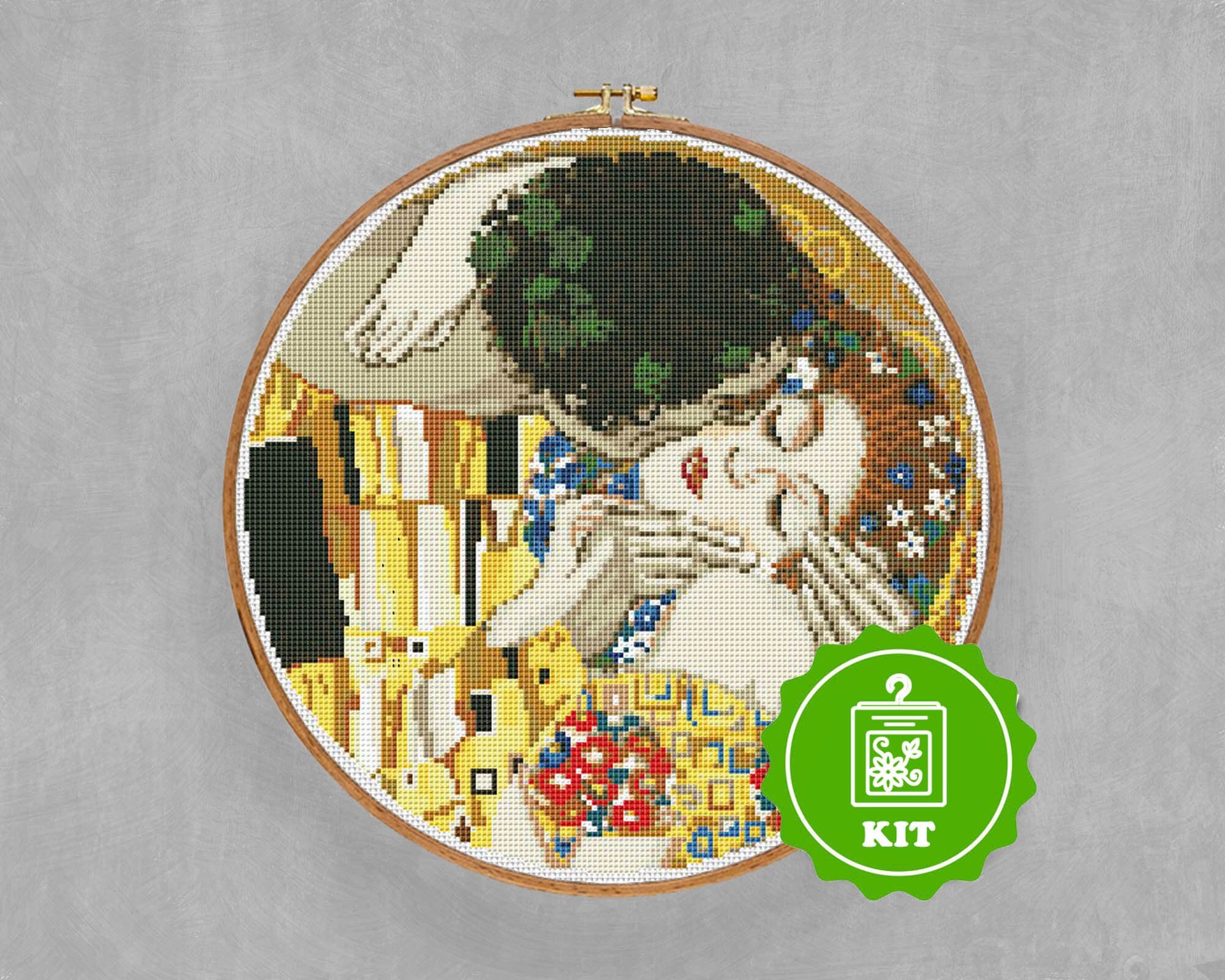 Klimt Cross Stitch Kiss Kit The Kiss cross stitch klimt art Etsy