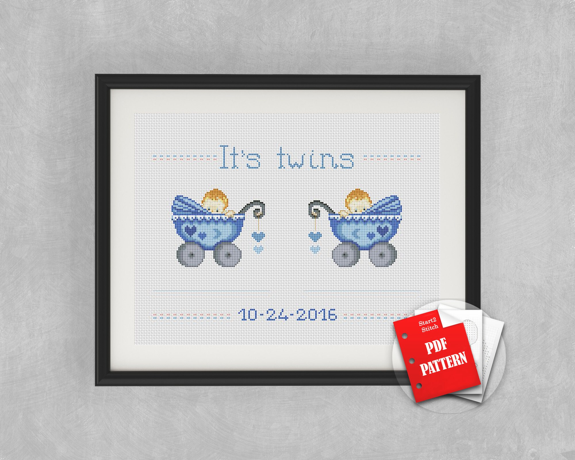 Twins cross stitch birth sampler new baby announcement birth Etsy