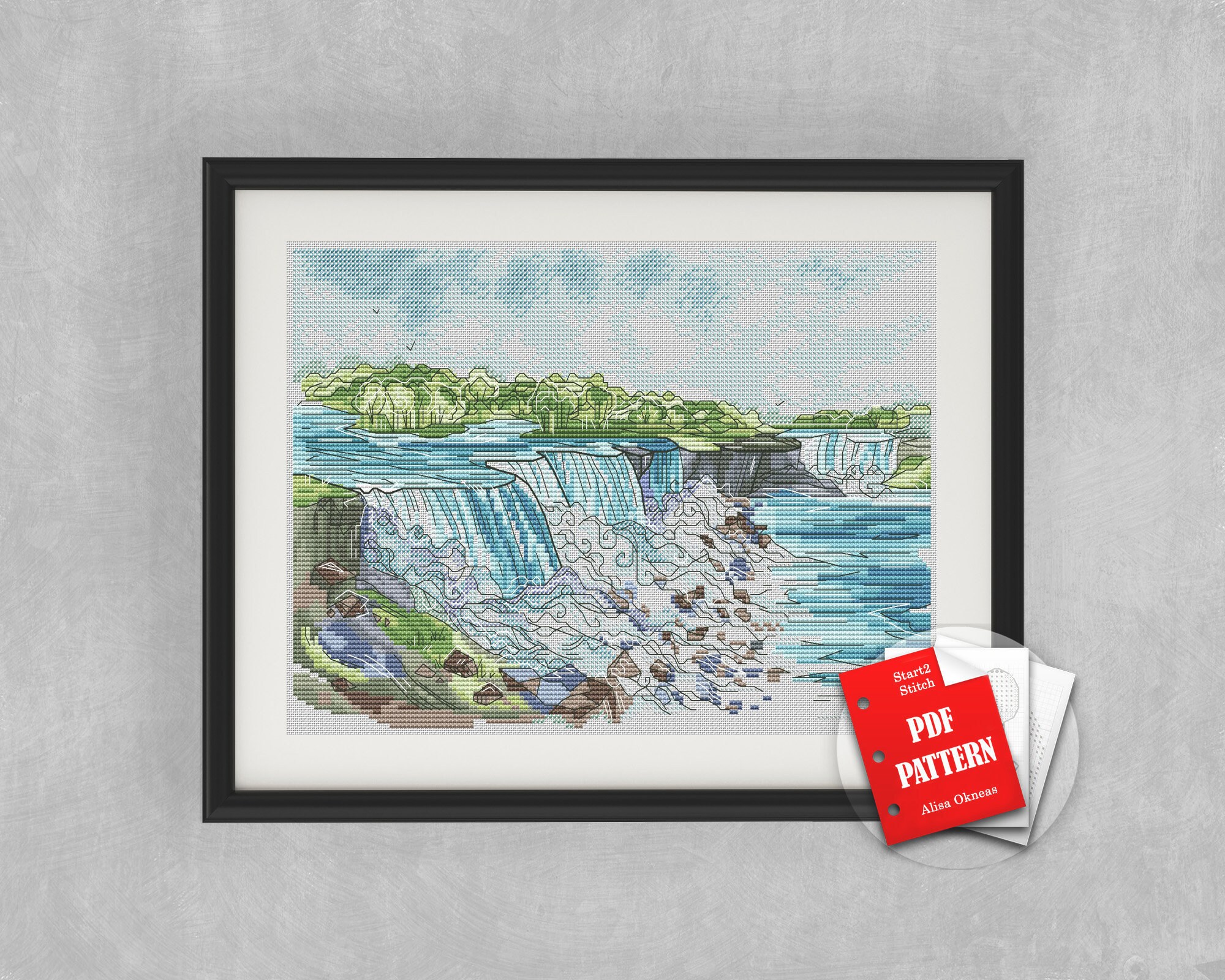 Niagara Falls Cross Stitch Pdf Pattern US Landscape cross | Etsy