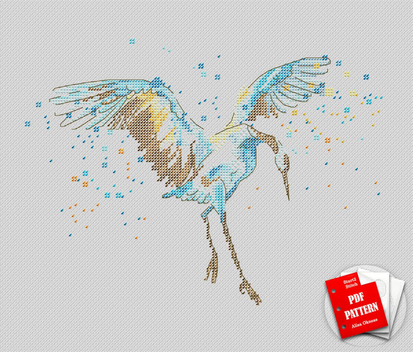 Cranes Cross stitch nature pattern pdf Bird dance cross | Etsy