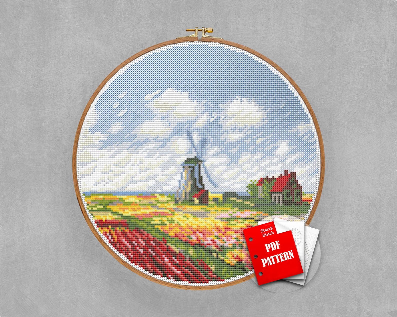 cross stitch tulips pattern cross stitch Etsy