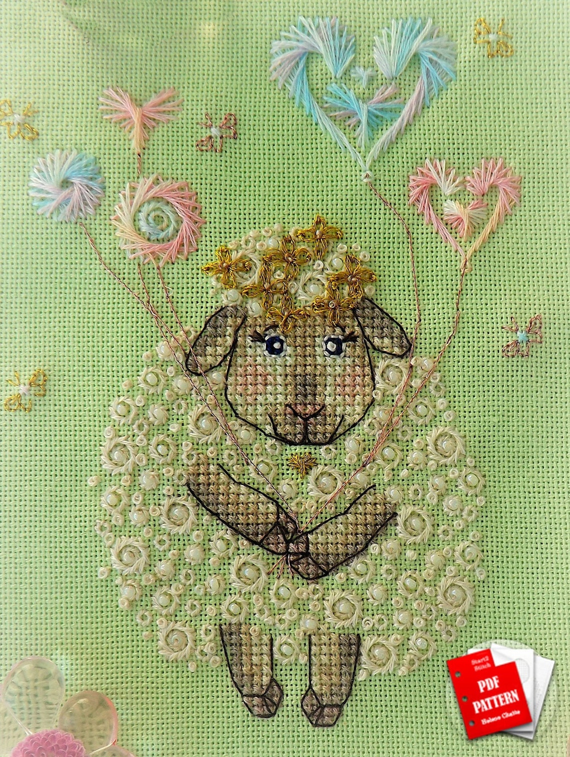 Cute Lamb Cross Stitch pattern pdf Funny Sheep Embroidery | Etsy