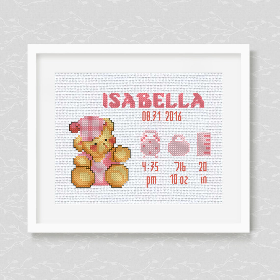Baby Sampler cross stitch boy name pdf pattern custom baby Etsy